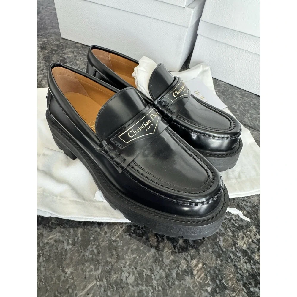 Dior Boy Platform Loafer $1150 Black Leather Dress Lug Shoes. NWB Sz 35.5 US 5.5 - Picture 5 of 16